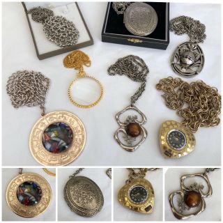 Vintage Costume Jewellery Necklaces,  Pendants,  Molecule,  Celtic,  Pocket Watch X7