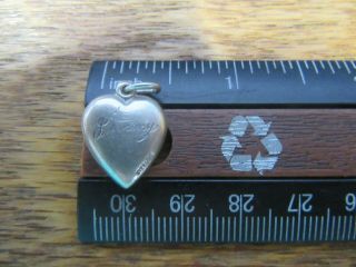 VINTAGE STERLING SILVER 1940 ' s PUFFY HEART CHARM REPOUSSE CHRYSANTHEMUM 2