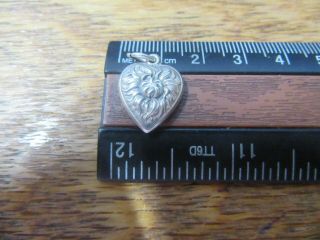 VINTAGE STERLING SILVER 1940 ' s PUFFY HEART CHARM REPOUSSE CHRYSANTHEMUM 4