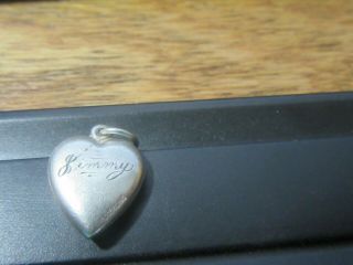 VINTAGE STERLING SILVER 1940 ' s PUFFY HEART CHARM REPOUSSE CHRYSANTHEMUM 5