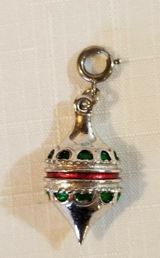Vintage 1975 Sarah Coventry Enamel Christmas Ornament Charm Silver - Tone Unmarked