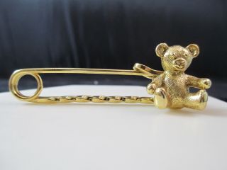 Vintage Teddy Bear Diaper Pin Large Safety Pin Charm Holder Brooch