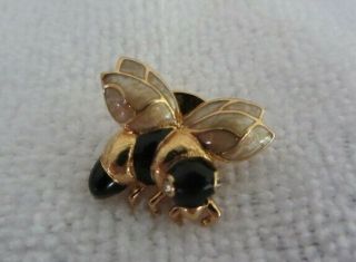 Vintage Enamel Rhinestone Eyes Cute Bee Pin - Fashion Dress Bee Pin