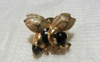 Vintage enamel rhinestone eyes cute bee pin - Fashion dress bee pin 3