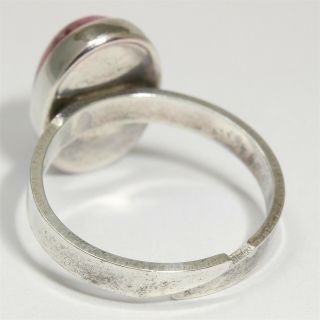 Vintage Norway SIGNED Sterling Silver 925s Modernist Pink Red Thulite Ring Sz8 4