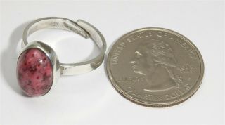 Vintage Norway SIGNED Sterling Silver 925s Modernist Pink Red Thulite Ring Sz8 6