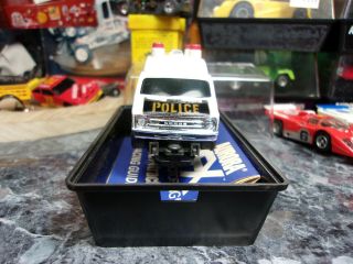 Vintage Aurora AFX slot car DODGE POLICE VAN BLK/WHITE W/Case - Cube 4