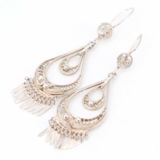 Vtg Sterling Silver - Filigree Ornate Dangle Earrings - 7g