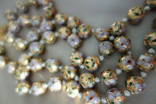 Vintage Golg Multi Color Enamel Floral Cloisonné Bead Hand Knotted Necklace 5