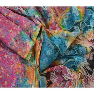 Sanskriti Vintage Pink Saree 100 Pure Silk Printed Sari 5 Yd Fabric Decor Craft 2