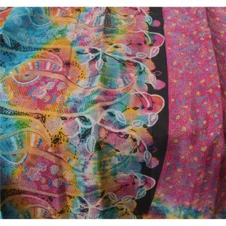 Sanskriti Vintage Pink Saree 100 Pure Silk Printed Sari 5 Yd Fabric Decor Craft 4