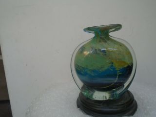 Stunning Vintage Mdina Glass Vase By Michael Harris Blue/green/gold Piece