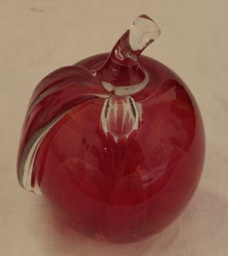 Joe St.  Clair Art Glass Vintage Hand Blown Fruit Apple Paperweight