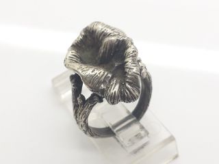 Vintage Modern Flower Wrinkled Design Sterling Silver 925 Ring 10g Sz6 A3047 4