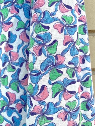 Cute Vtg 40s Feedsack Cotton Fabric Pink Green Blue Bows