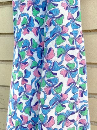 Cute Vtg 40s Feedsack Cotton Fabric Pink Green Blue Bows 4