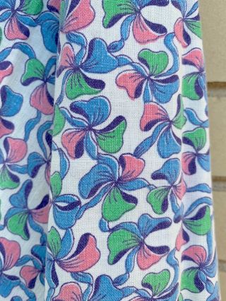 Cute Vtg 40s Feedsack Cotton Fabric Pink Green Blue Bows 5