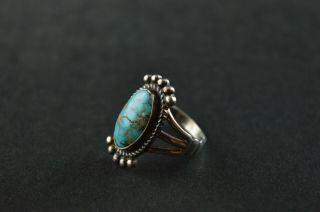 Vintage Sterling Silver Turquoise Stone Square Dome Ring - 5g 2