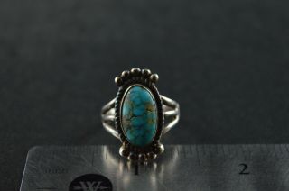 Vintage Sterling Silver Turquoise Stone Square Dome Ring - 5g 4