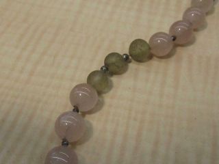 Sterling Silver Jewelry Necklace Vintage Beaded Green Pink Silver Beads 2