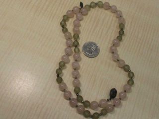 Sterling Silver Jewelry Necklace Vintage Beaded Green Pink Silver Beads 5