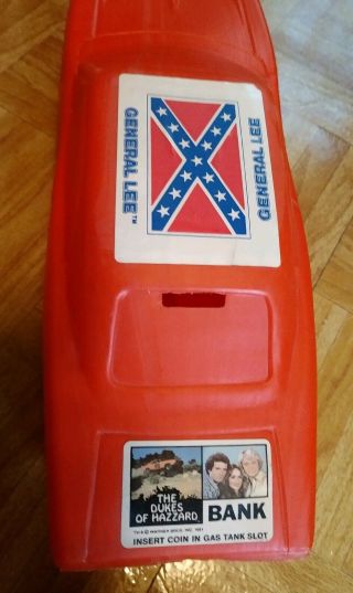 Dukes Of Hazzard General Lee Plastic Coin Bank 1981 Vintage Dodge Charger 2