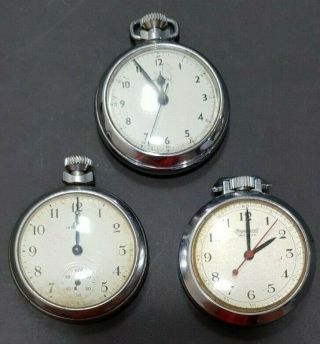 Three Vintage Ingersoll Pocket Watches Spares And Repairs