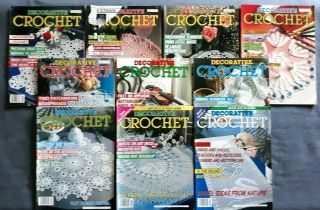 (10) Decorative Crochet Magazines - Vintage - 1989 - 91 - 11 - 14,  17 - 22