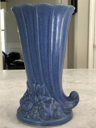 Vintage Mccoy Blue Cornucopia Vase