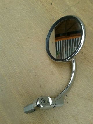 Vintage Made In England Round Chrome Mirror,  Classic Motorcycle / Scooter,