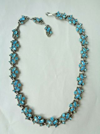 Vintage 1953 Hollycraft Turquoise Blue Rhinestone Necklace