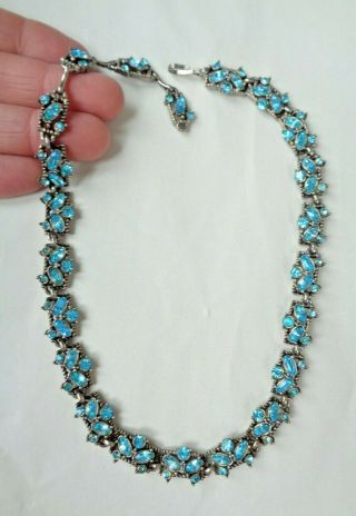 Vintage 1953 HOLLYCRAFT Turquoise Blue Rhinestone Necklace 3