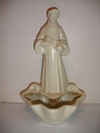 Large 11 " Hull Pottery Usa Vintage Monk St Francis Of Assisi Planter