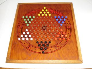 Vintage Mandarin Checkers Game With Wood Board