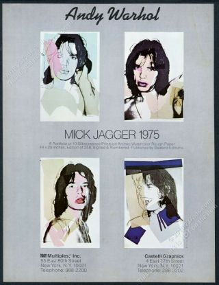 1976 Mick Jagger Andy Warhol 4 Portraits Castelli Multiples Vintage Print Ad