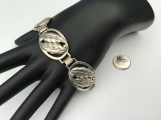Vintage Danecraft Sterling Silver Leaf Panels Bracelet