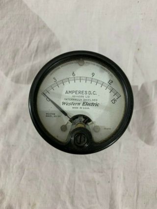 Vintage Western Electric Meter 0 - 15 Amperes D.  C.  Gauge Weston Model Ks - 14599 L12