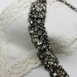 Barclay clear rhinestone Necklace silvertone vintage chunky signed 2