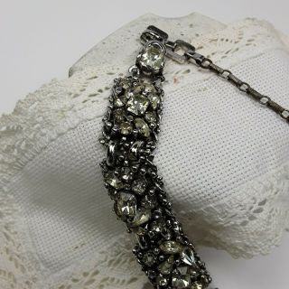Barclay clear rhinestone Necklace silvertone vintage chunky signed 3