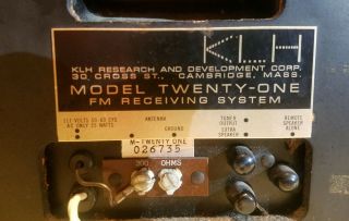 KLH Model Twenty - One FM Radio Henry Kloss MCM Mid Century,  21 7