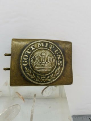 Vintage German Steel Belt Buckle W/ Crown Gott Mit Uns Wwi / Wwii War Military