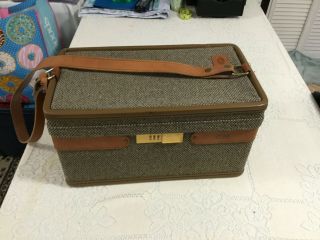 Vintage Hartmann Tweed Leather Overnight Train Case Carry On Luggage Weekender