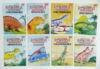 Set A Of 8 Vintage 1987 Playskool Definitely Dinosaurs - Booklet Mini Comic