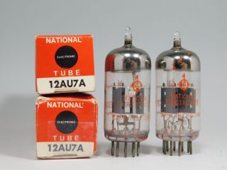 National 12au7a Matched Vintage Vacuum Tube Pair Round Getter Nos (test 102)