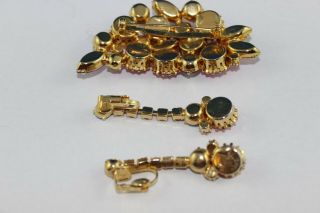 GORGEOUS VTG GOLD TONE FLORAL AURORA BOREALIS PINK/FUCHSIA PIN & CLIP EARRINGS 3