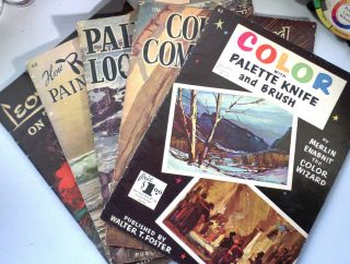 Vintage Walter Foster Painting Instruction Books 5pk,  Palette Knife Painting Tip