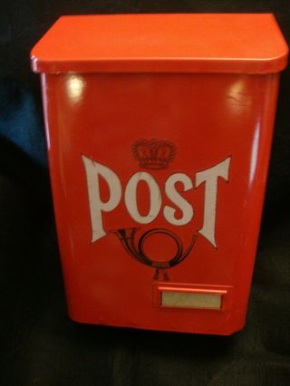 Vintage Swedish Red Metal Wall Mount Post Mailbox