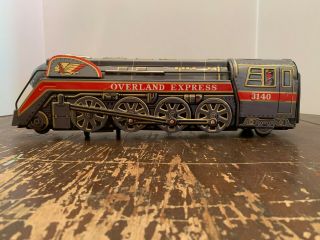 Vintage Tin Litho Overland Express Train Engine Battery Operated Japan