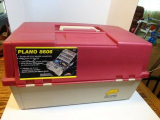 Vintage Plano 8606 Tackle Box 2 Sided 6 Tray Locking Stock 922019