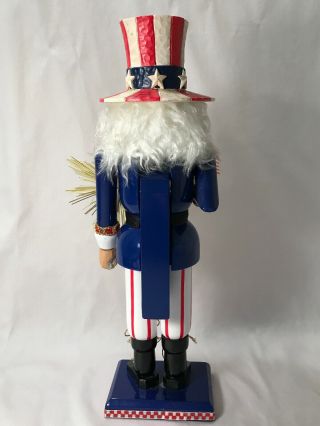 Vintage BRN Uncle Sam Patriotic Nutcracker w/Flag & Sparkler 12.  5”H 4th Of July 5